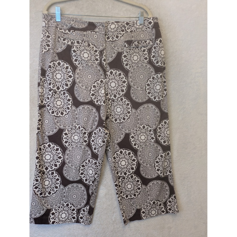 Bamboo Traders Capri Pants Women's 14 Brown Mandala Print Stretch